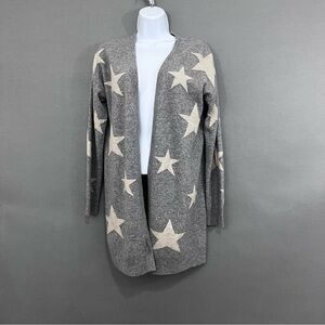 Magashoni Grey Cashmere Star Print Open Cardigan Long Sweater